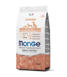 Monge cane puppy & junior all breeds salmone riso 12 kg