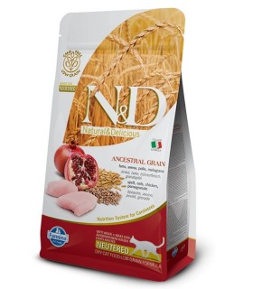 Farmina n&d low grain gatto neutered farro avena pollo melograno 1,5 kg