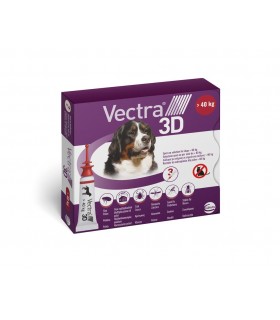 Vectra 3D cane +40 kg rosso 3 pipette