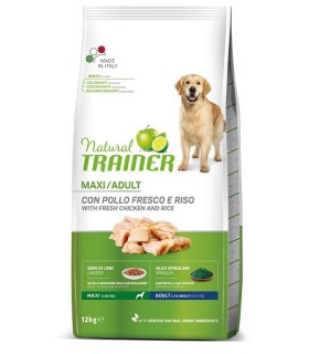 Natural trainer cane adult maxi con pollo fresco e riso 12 kg