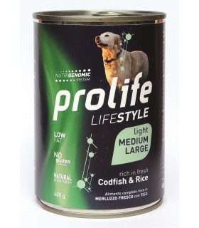 Prolife cane lifestyle adult light merluzzo & riso medium large 400 gr