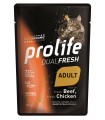 Prolife gatto dualfresh adult manzo e pollo bustina 85 gr