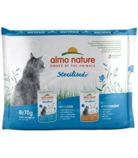 Almo nature gatto sterilised merluzzo e pollo multipack 6 x 70 gr