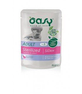 Oasy gatto wet bustina bocconcini sterilized salmone 85 gr